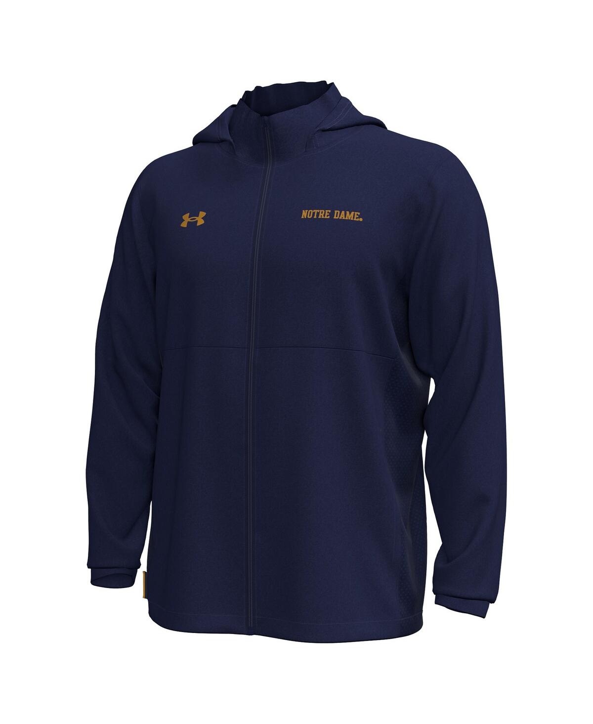 Under Armour Men's Navy Notre Dame Fighting Irish Rival Stretch Woven Full-zip Hoodie Jacket In Blue
