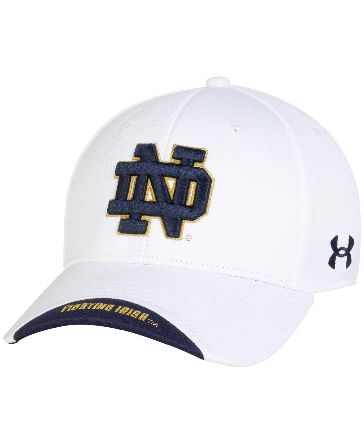 Under Armour Men's White Notre Dame Fighting Irish Sideline Blitzing Accent Adjustable Hat In White