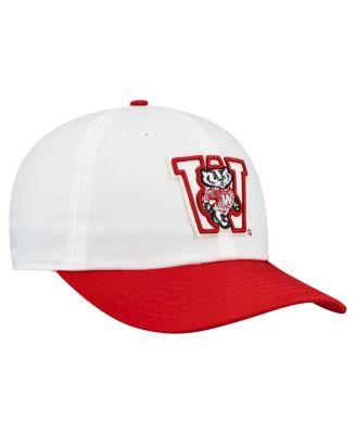 Men's White/Red Wisconsin Badgers Throwback Snapback Hat