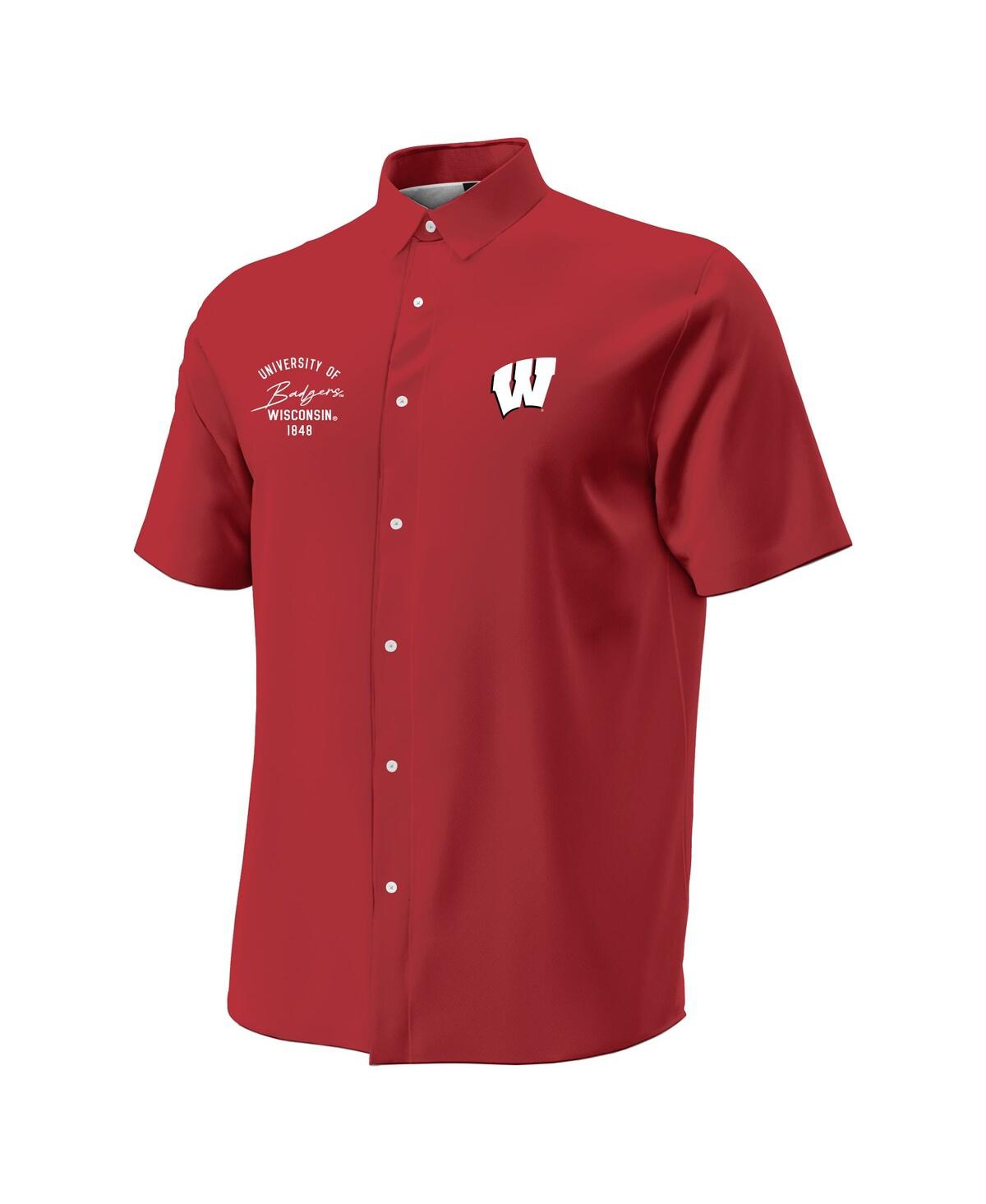 Under Armour Men's Red Wisconsin Badgers Gameday Armourfuse Camp Button-up Shirt In Red