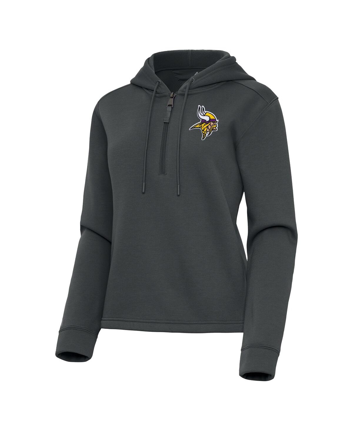 Antigua Women's Pewter Minnesota Vikings Contemporary Quarter-Zip Hoodie