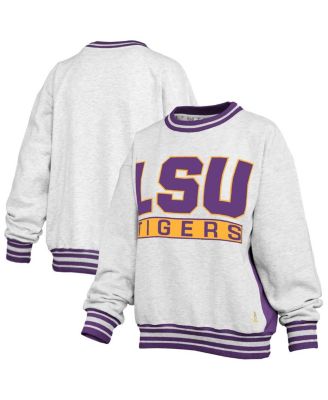 Pressbox - Women's Heather Gray/Purple LSU Tigers Endzone Crewneck Sweatshirt