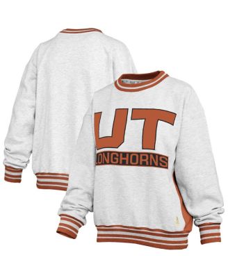 Pressbox - Women's Heather Gray/Texas Orange Texas Longhorns Endzone Crewneck Sweatshirt