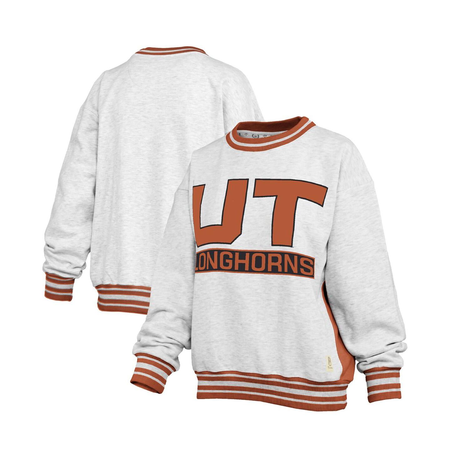 Женская толстовка Pressbox Heather Gray/Orange Texas Longhorns Endzone Crewneck — фото 1