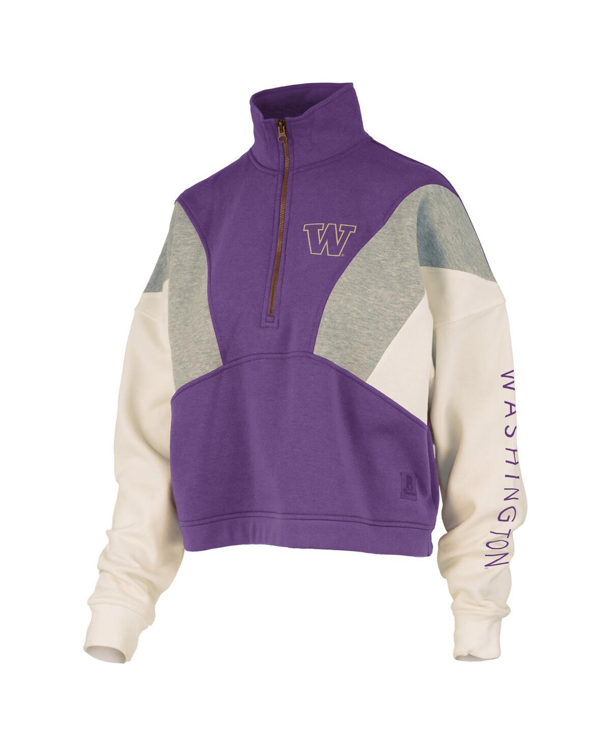 Pressbox Women's Purple Washington Huskies Ferrara Color Block Quarter-zip Sweatshirt In Purple