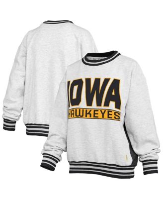 Pressbox - Women's Heather Gray/Black Iowa Hawkeyes Endzone Crewneck Sweatshirt