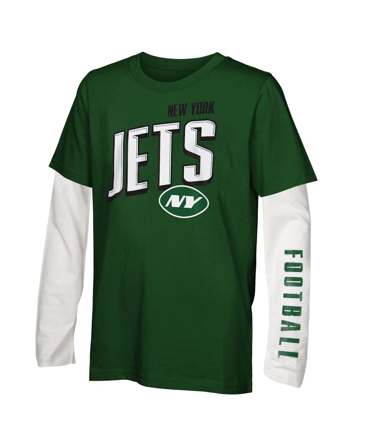 Outerstuff Big Boys And Girls New York Jets The Mix Combo T-shirt Set In Green
