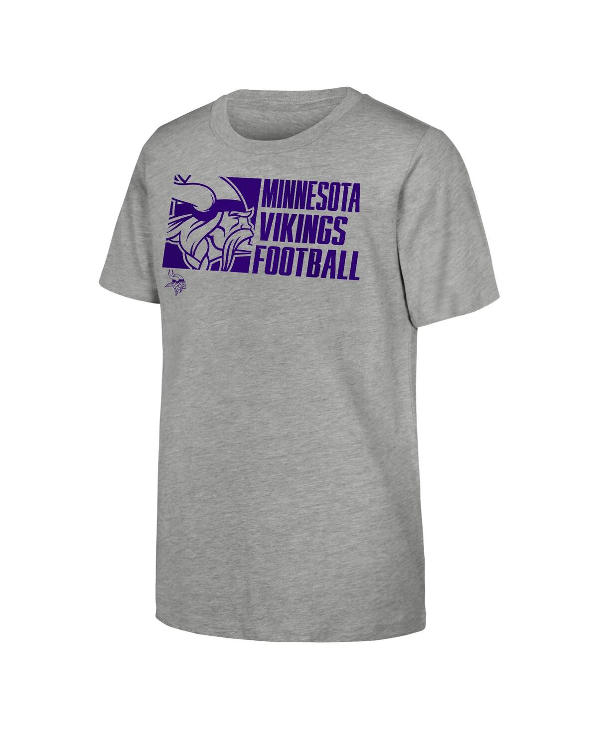 Outerstuff Big Boys And Girls Heather Gray Minnesota Vikings Post Game T-shirt In Gray