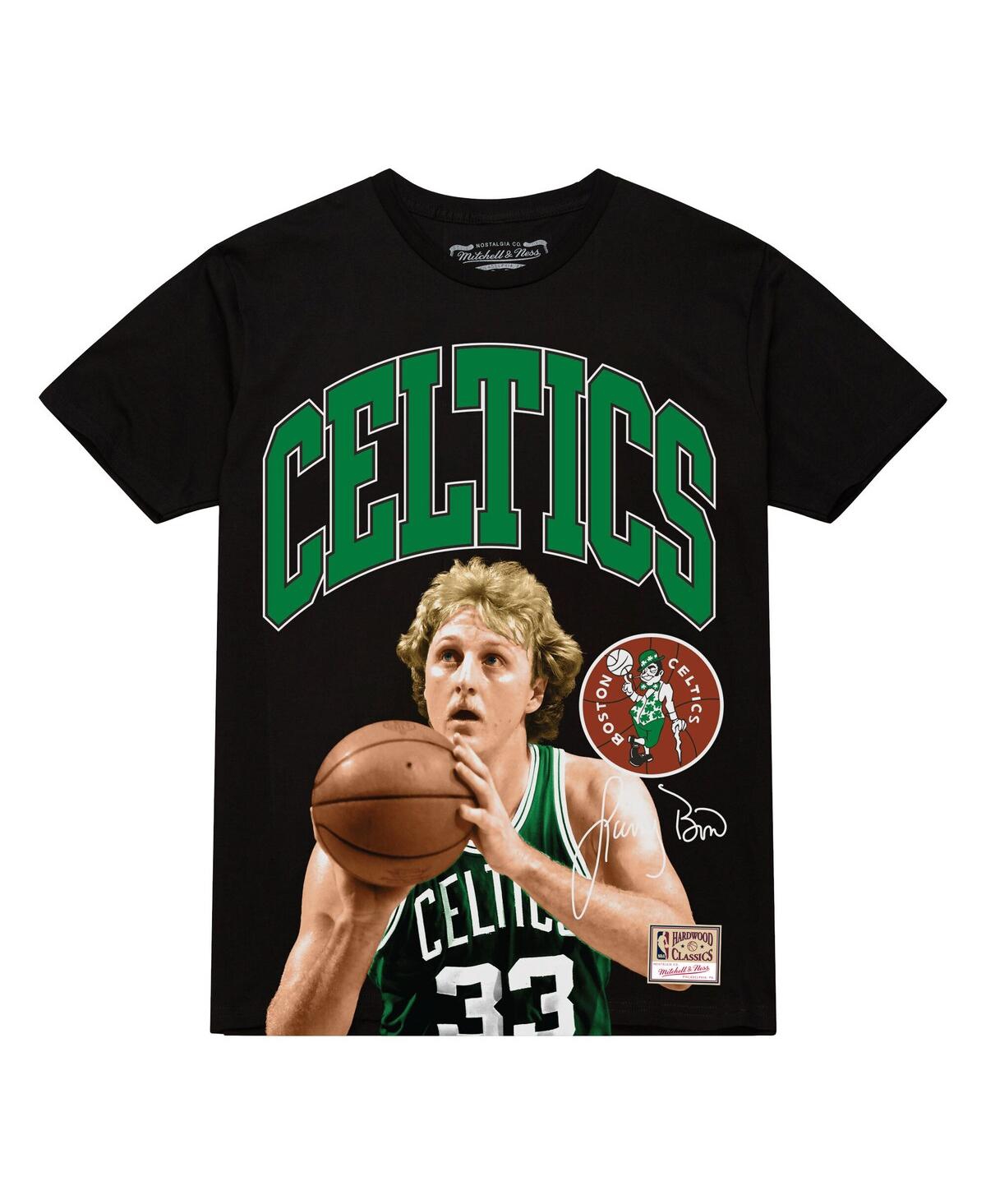 Mitchell & Ness Men'sâ Larry Bird Black Boston Celtics Hardwood Classics Player Arch T-shirt In Black