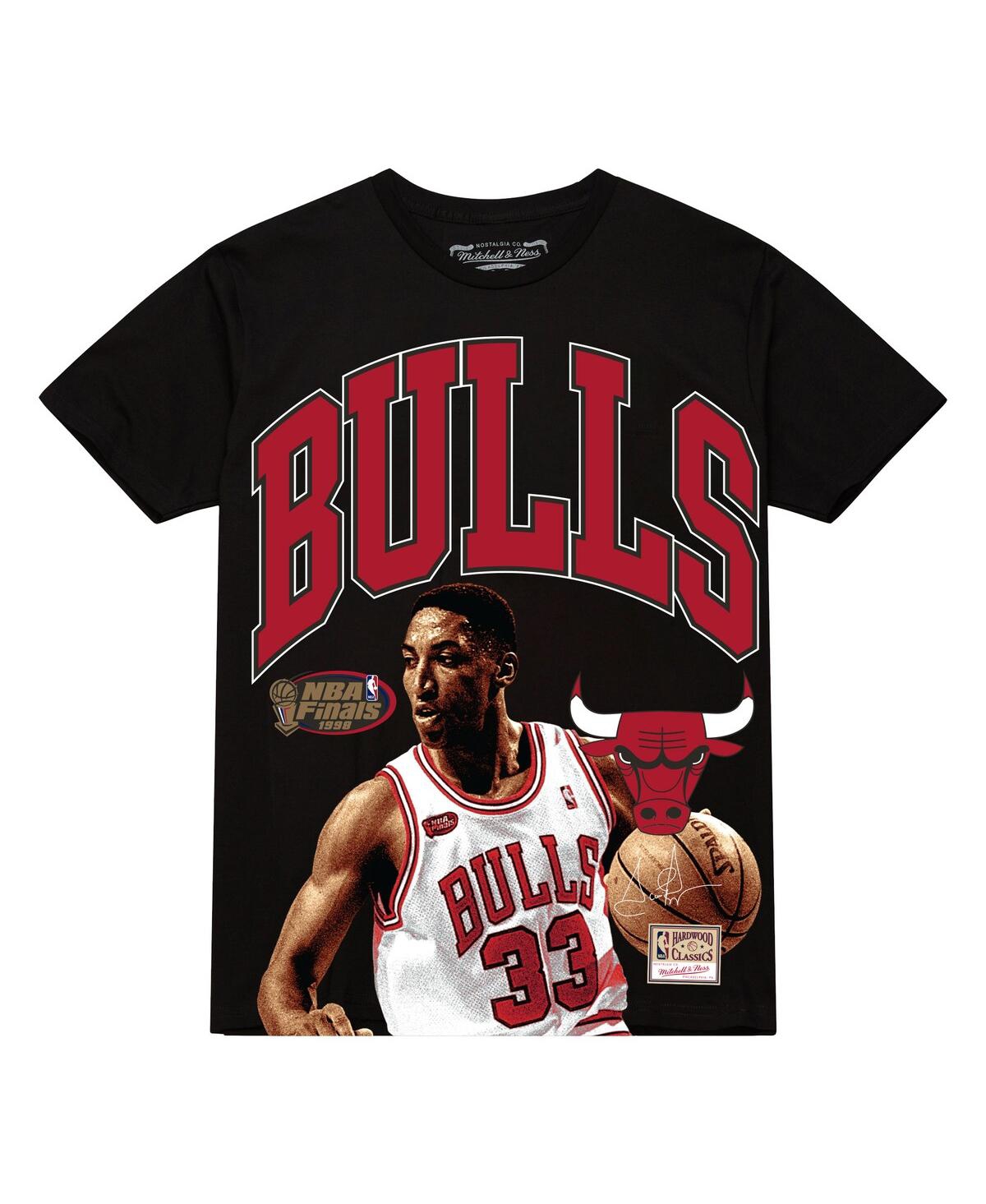 Mitchell & Ness Men'sâ Scottie Pippen Black Chicago Bulls Hardwood Classics Player Arch T-shirt In Black
