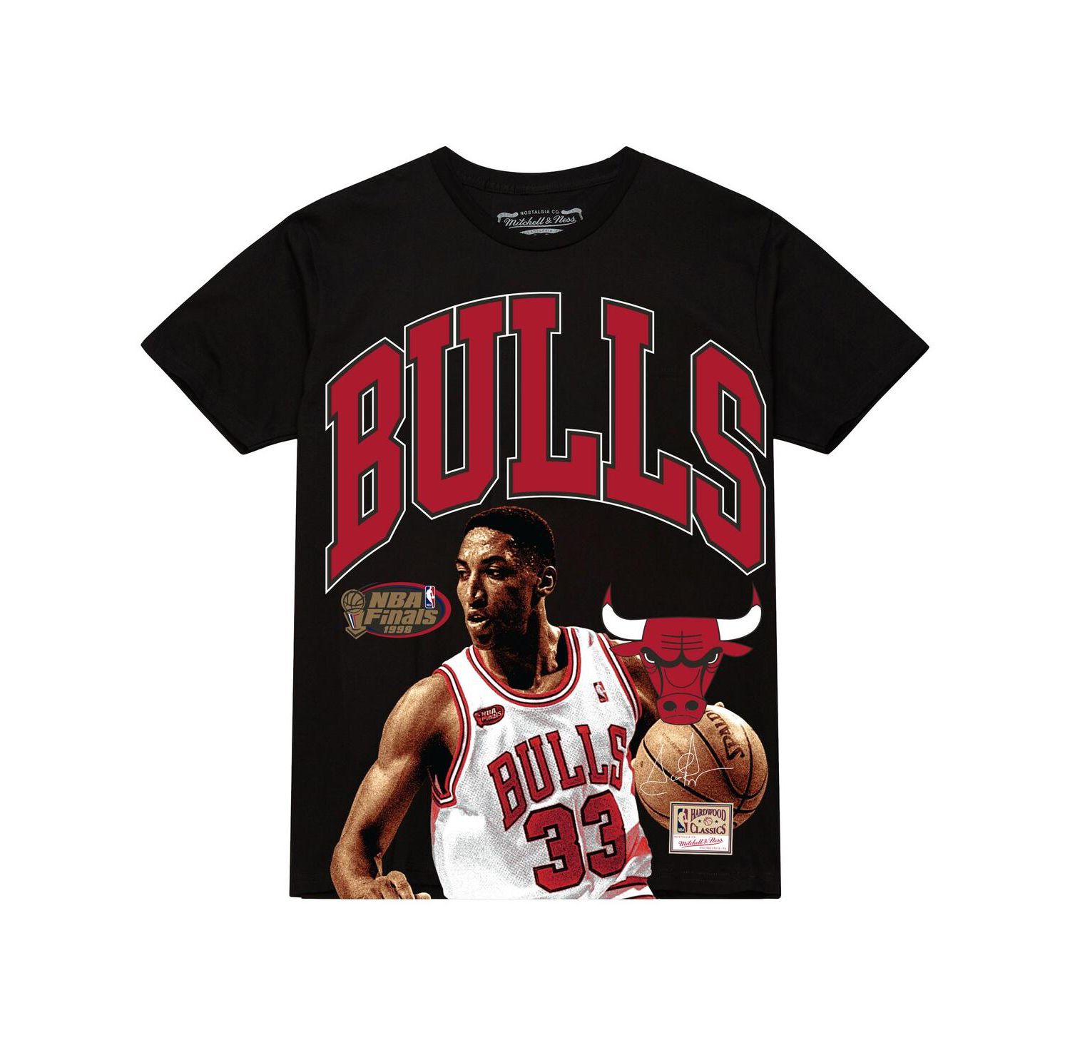 Men's Scottie Pippen Black Chicago Bulls Hardwood Classics Player Arch T-Shirt