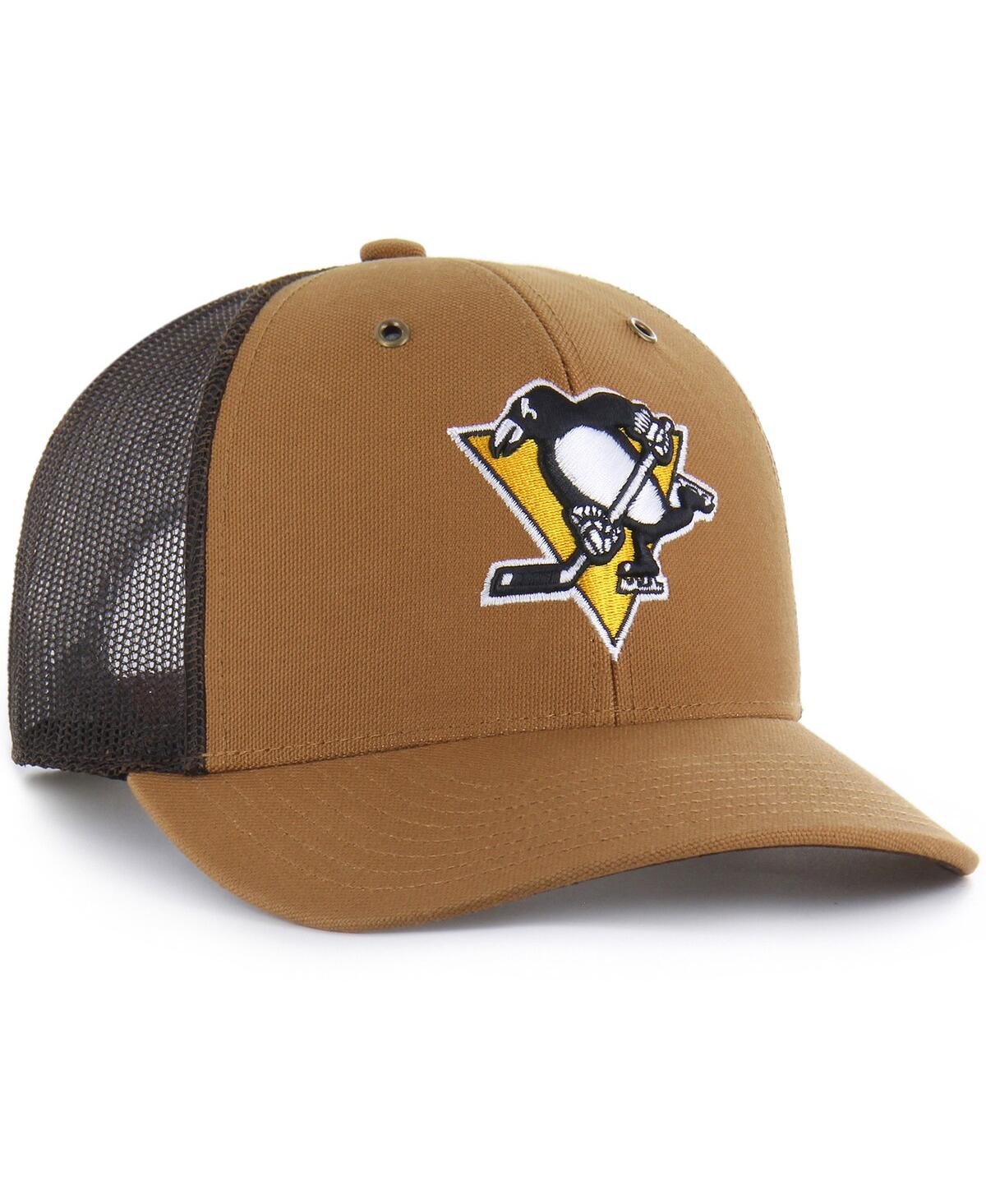 Carhartt X 47 Brand Men's Brown Pittsburgh Penguins Trucker Adjustable Hat In Brown