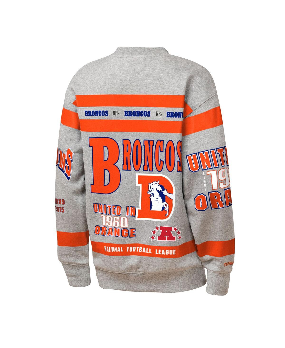 Mitchell & Ness Big Boys And Girls Gray Denver Broncos Throwback All-over Print Fleece Sweatshirt In Gray