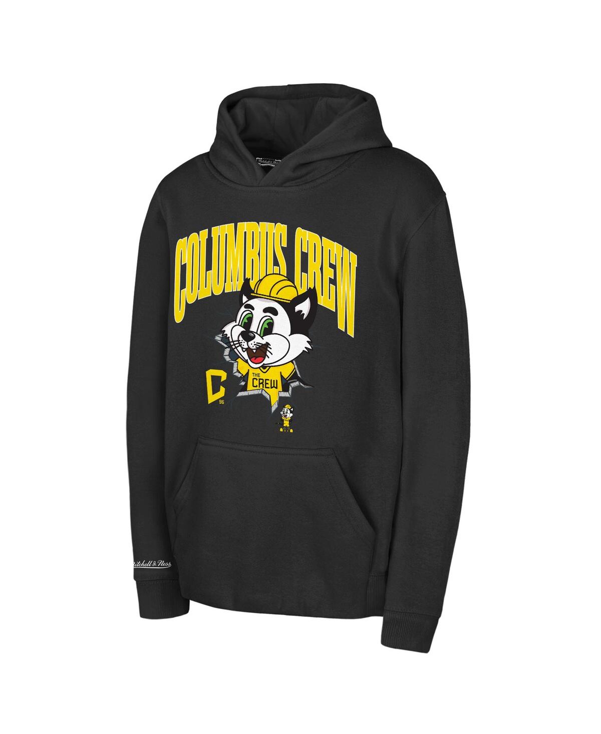 Mitchell & Ness Big Boys And Girls Black Columbus Crew Mascot Break Out Pullover Hoodie In Black