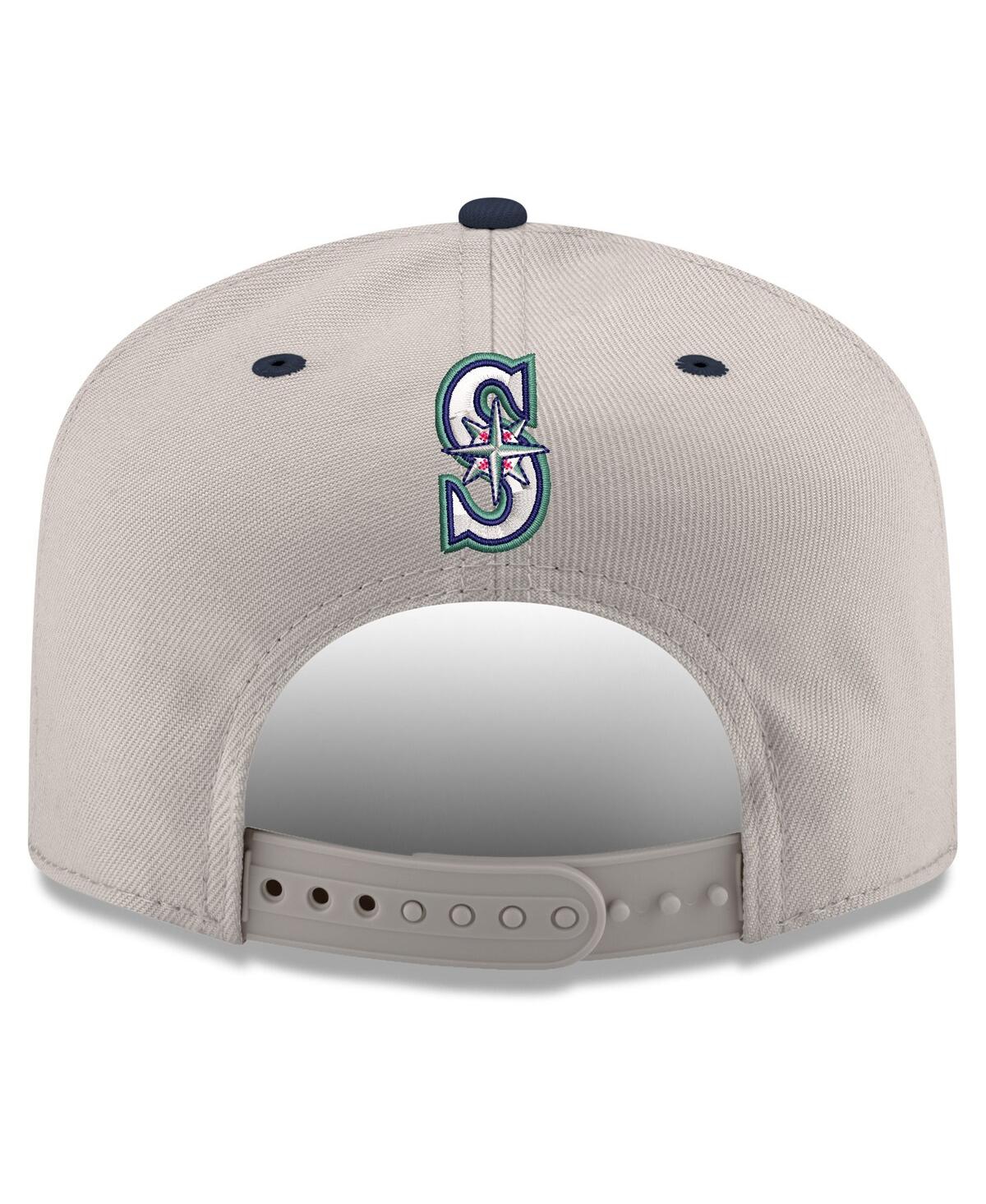 New Era Men's Cream/navy Seattle Mariners Upside Down City Name A-frame 9fifty Snapback Hat In Multi