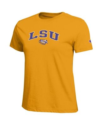 Women's Gold LSU Tigers Arched Over Logo T-Shirt
