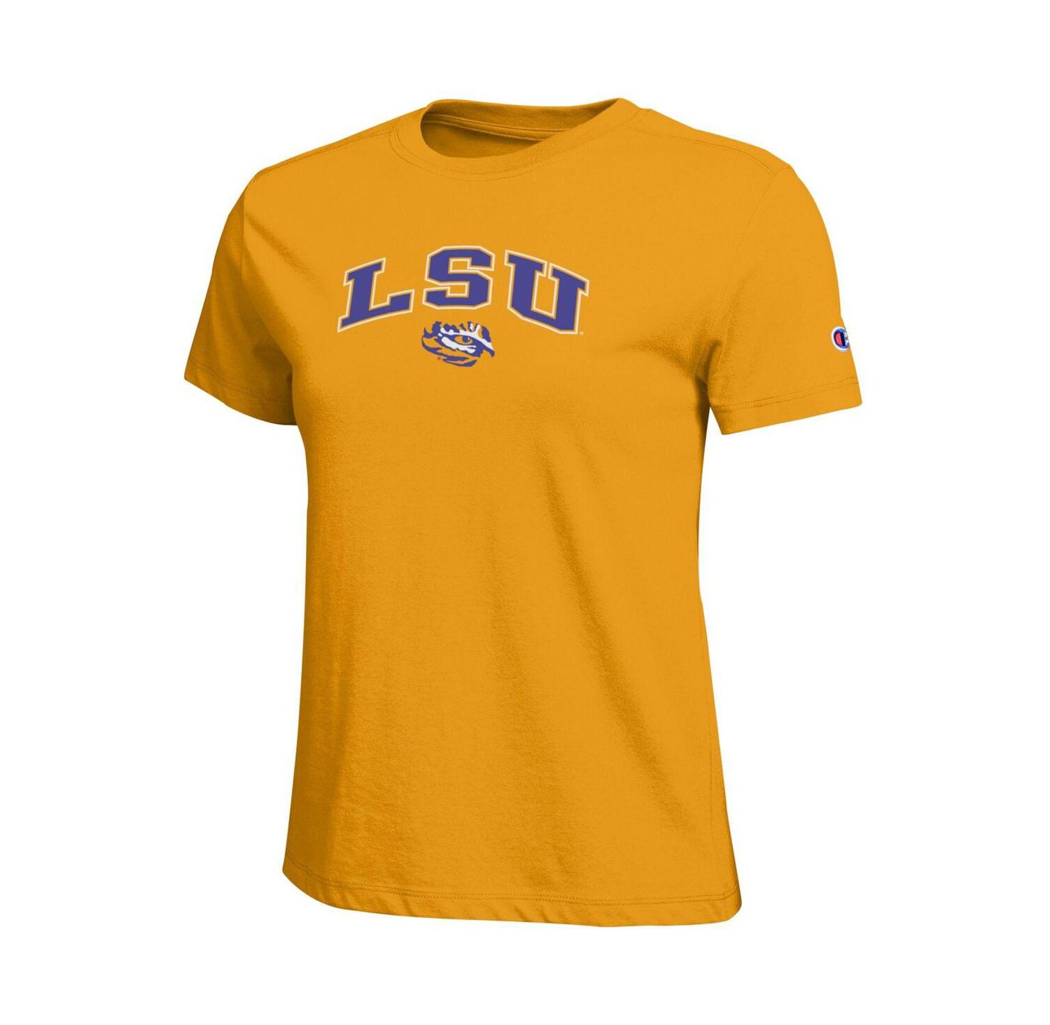 Women's Gold LSU Tigers Arched Over Logo T-Shirt