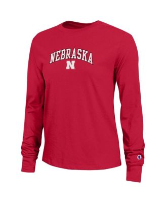 Women's Scarlet Nebraska Huskers Arch Over Logo Long Sleeve T-Shirt