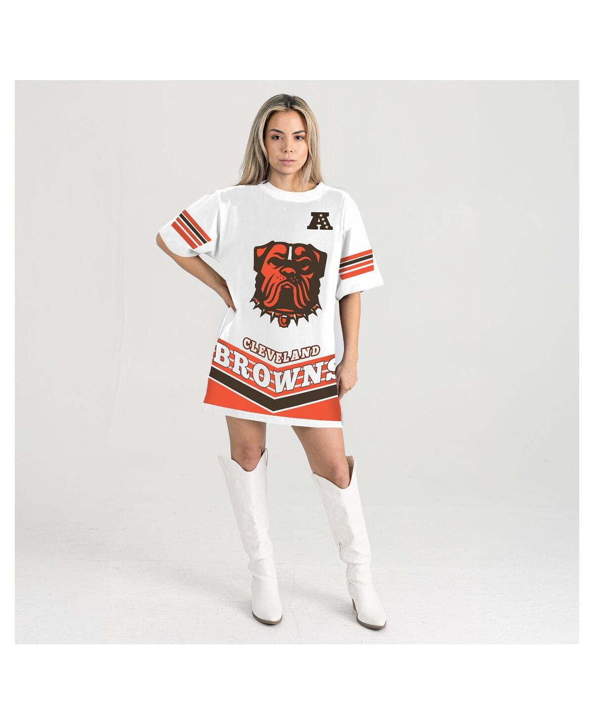 Gameday Couture Women's White Cleveland Browns Perfect Score Vintage T-shirt Dress In White