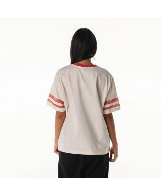 Women's Cream Tampa Bay Buccaneers Vintage Drop Shoulder Oversized Boyfriend T-Shirt