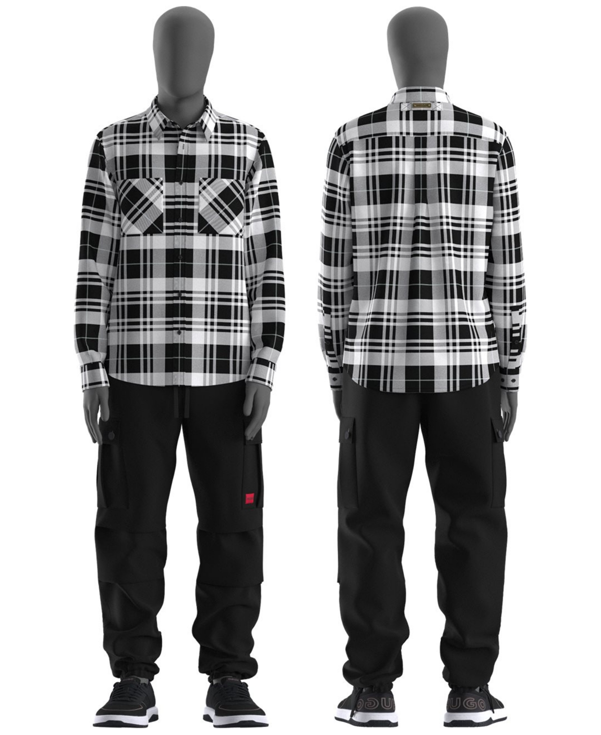 Hugo Boss Plaid Pocket Shirt In Black