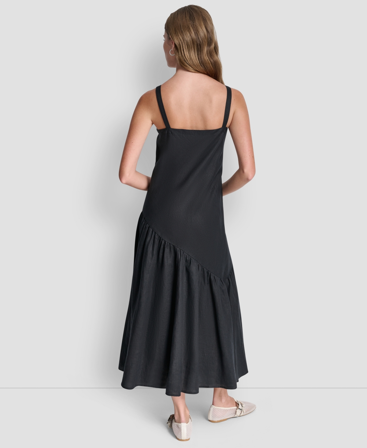 Dkny Women's Shirred Sleeveless V-Neck Dress