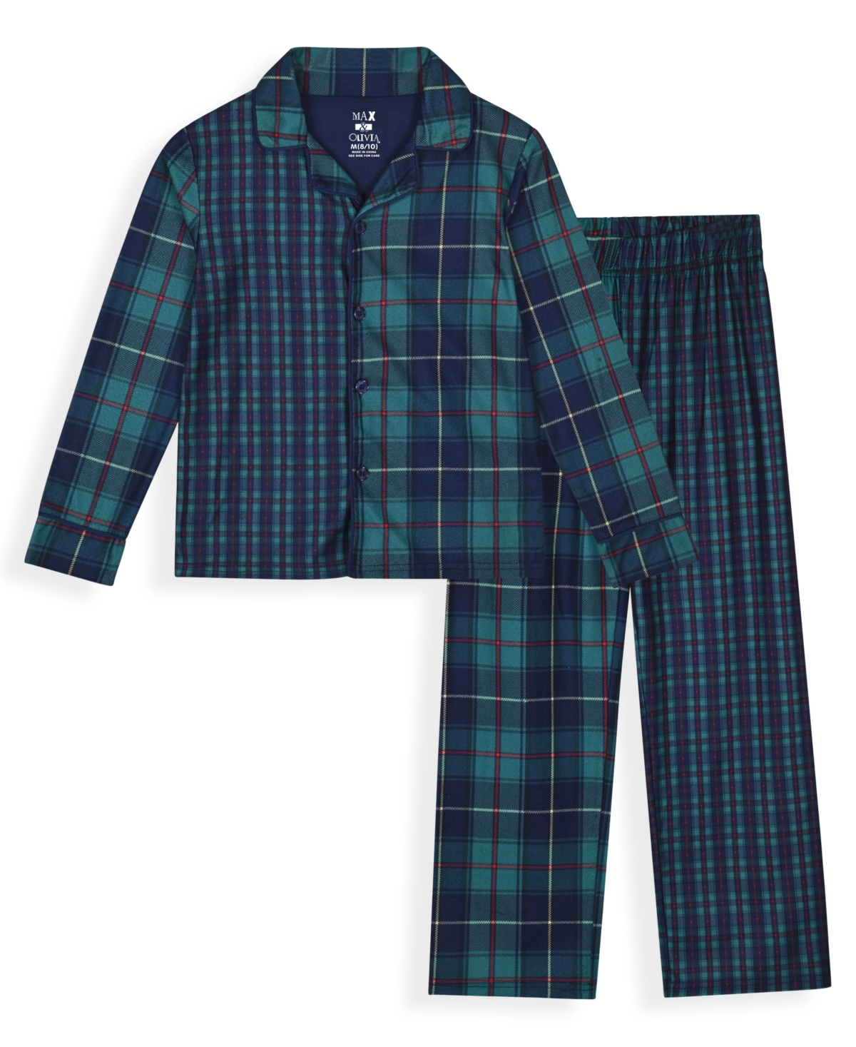 Max & Olivia Boys 4-20 2-piece Long Sleeve Shirt And Pants Pajama Set In Blue