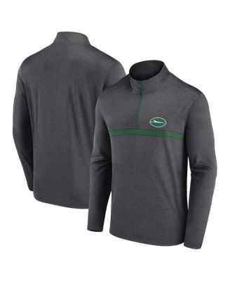 Fanatics - Men's Heather Charcoal New York Jets Head-to-Head Quarter-Zip Pullover