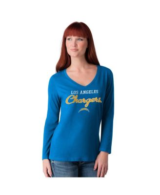 G-III 4Her by Carl Banks - Women's Powder Blue Los Angeles Chargers Post Season Long Sleeve V-Neck T-Shirt