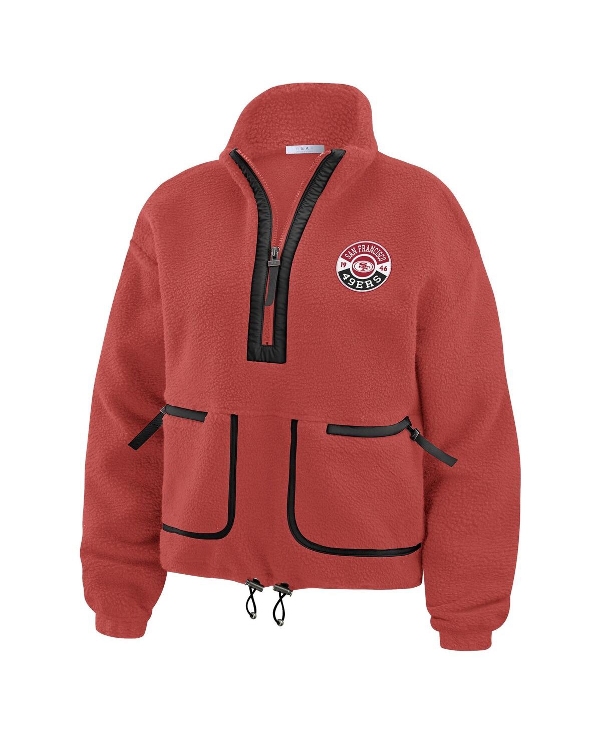 Wear By Erin Andrews Women's Scarlet San Francisco 49ers Polar Fleece Half-zip Jacket In Pink