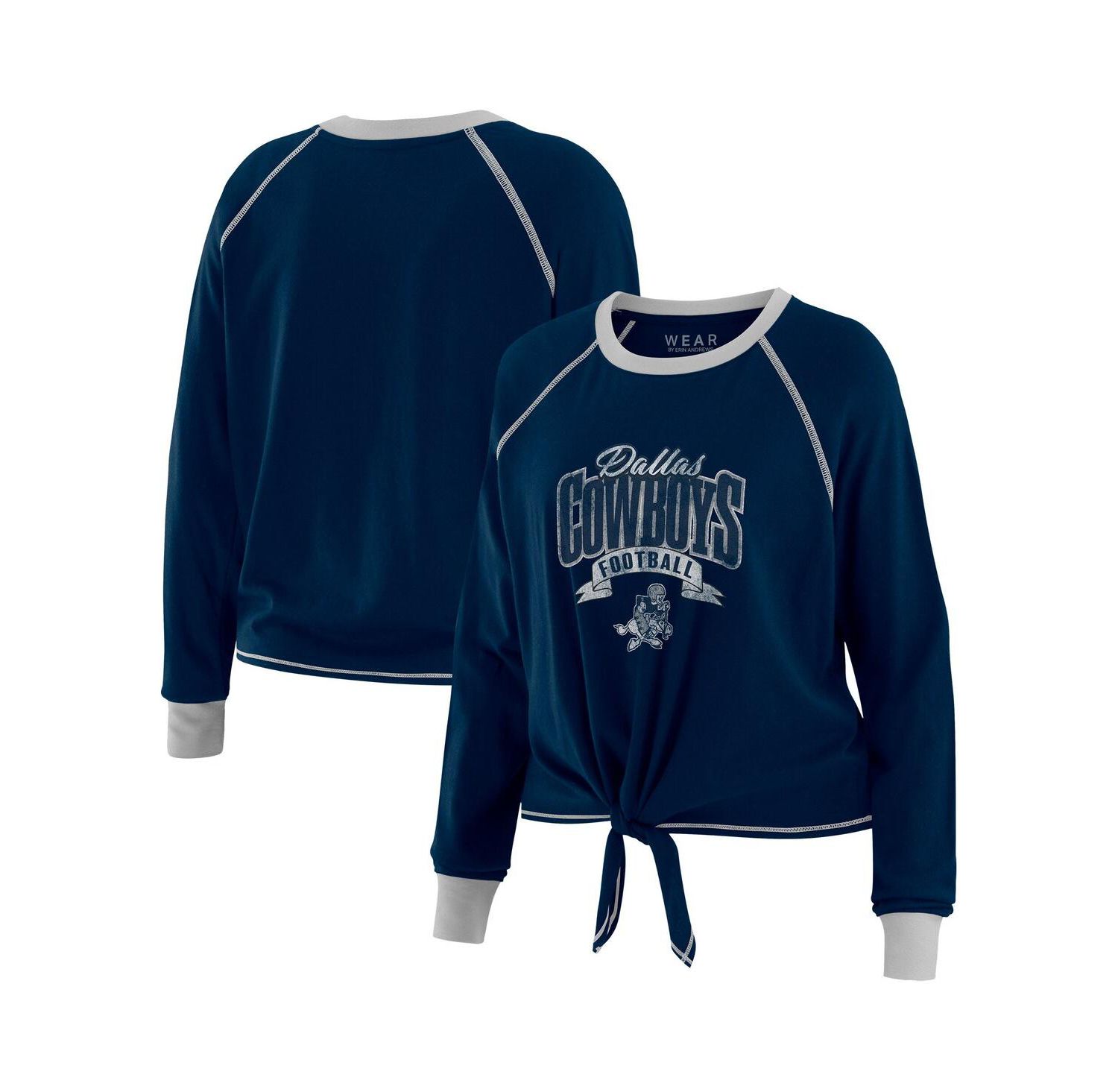 Women's Navy/ Dallas Cowboys Tie-Front Long Sleeve Top