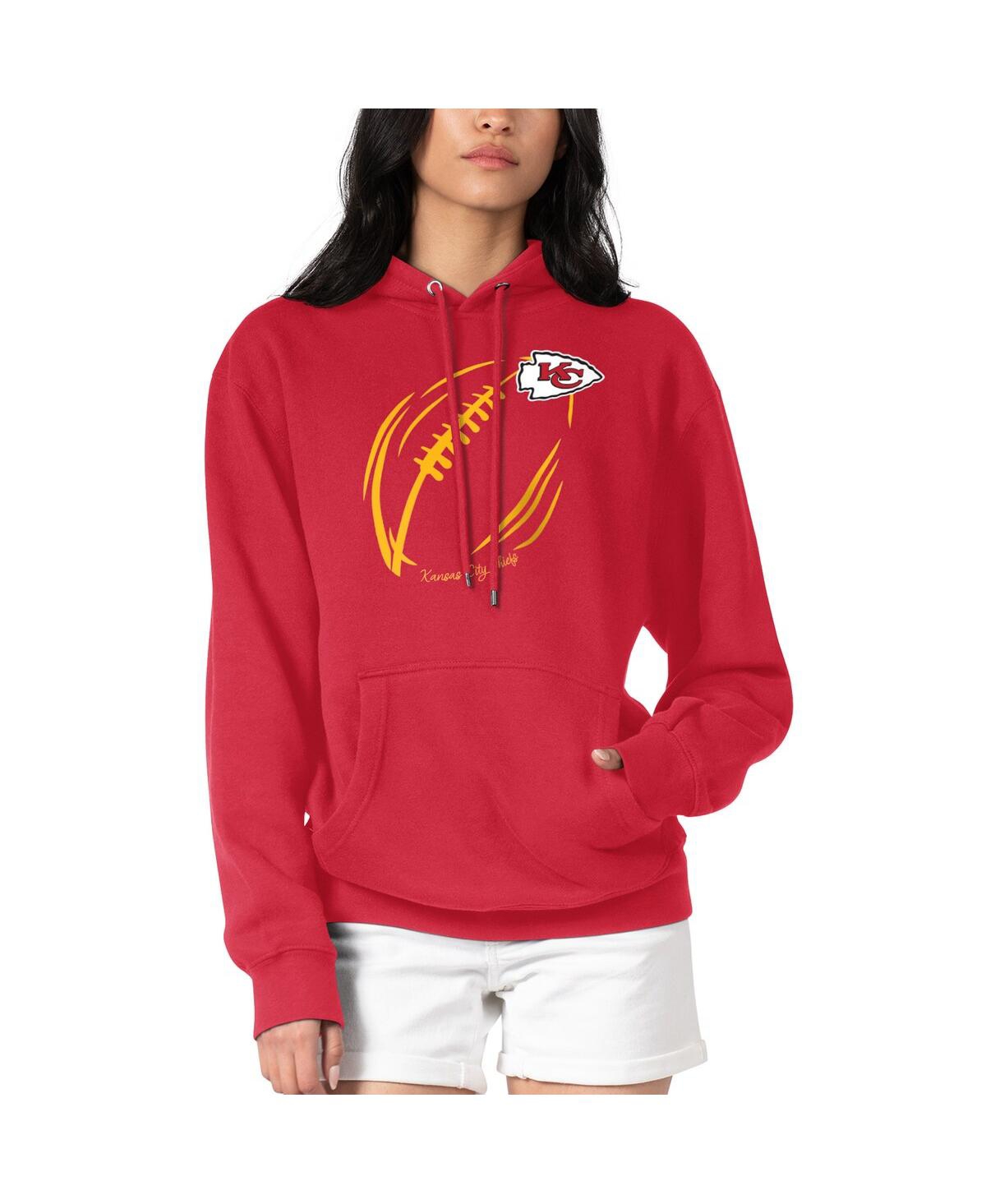 G-iii 4her By Carl Banks Women's Red Kansas City Chiefs Football Logo Fleece Tri-blend Pullover Hoodie In Red