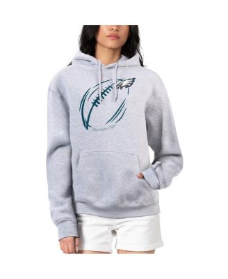 G-III 4Her by Carl Banks - Women's Heather Gray Philadelphia Eagles Football Logo Fleece Tri-Blend Pullover Hoodie