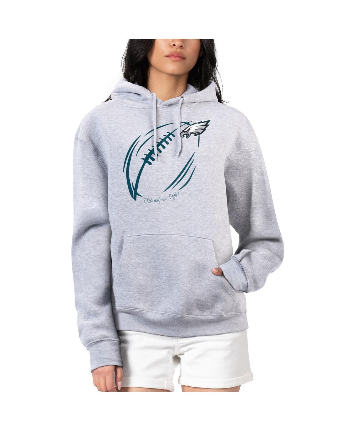 G-iii 4Her by Carl Banks Women's Heather Gray Philadelphia Eagles Football Logo Fleece Tri-Blend Pullover Hoodie