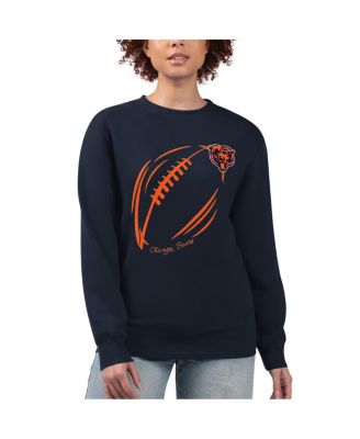 G-III 4Her by Carl Banks - Women's Navy Chicago Bears Football Logo Graphic Fleece Tri-Blend Pullover Sweatshirt