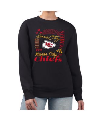 G-III 4Her by Carl Banks - Women's Black Kansas City Chiefs Collage Graphic Fleece Pullover Sweatshirt