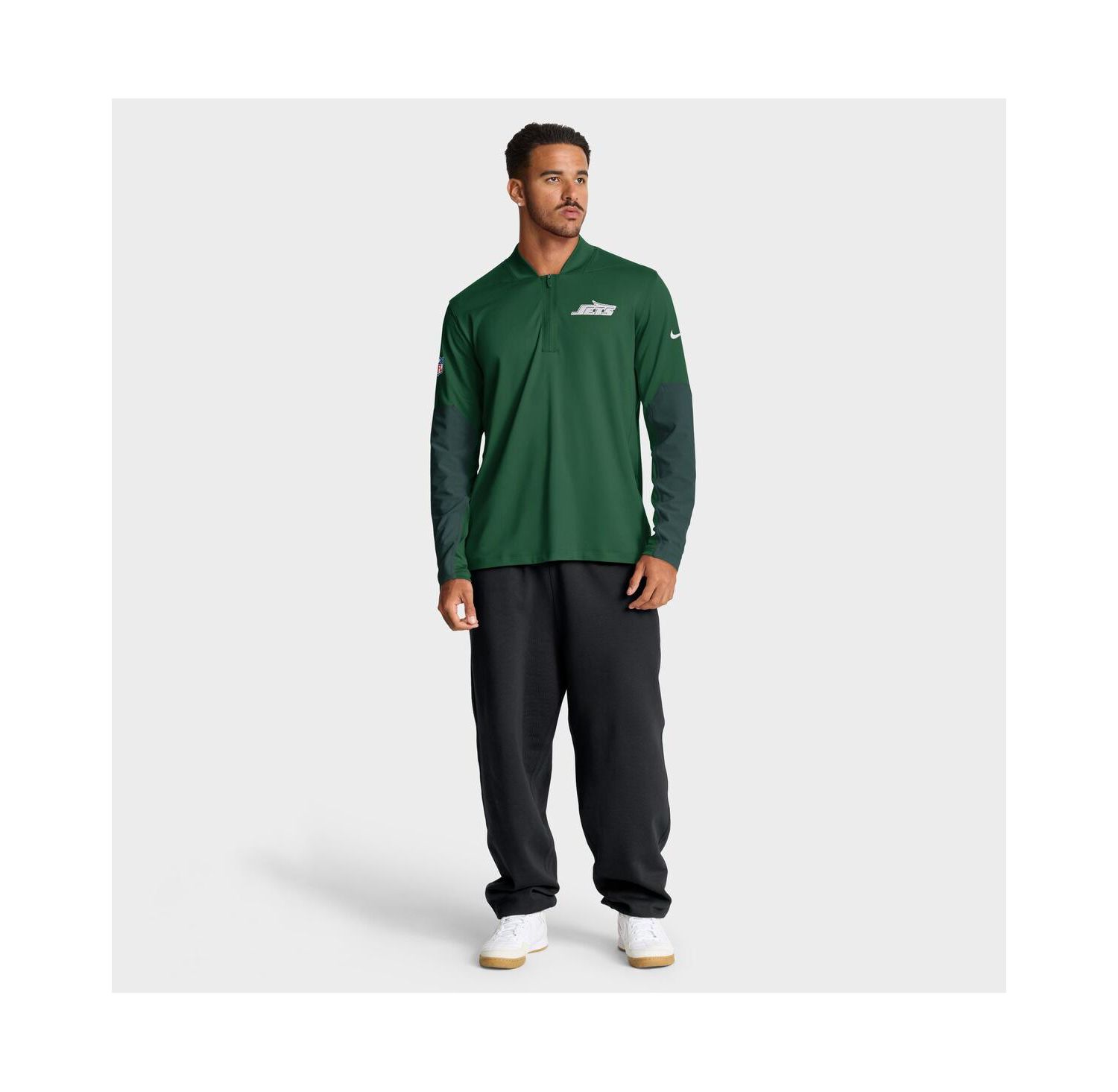 Men's Green New York Jets Sideline Dri-FIT Half-Zip Pullover Hoodie