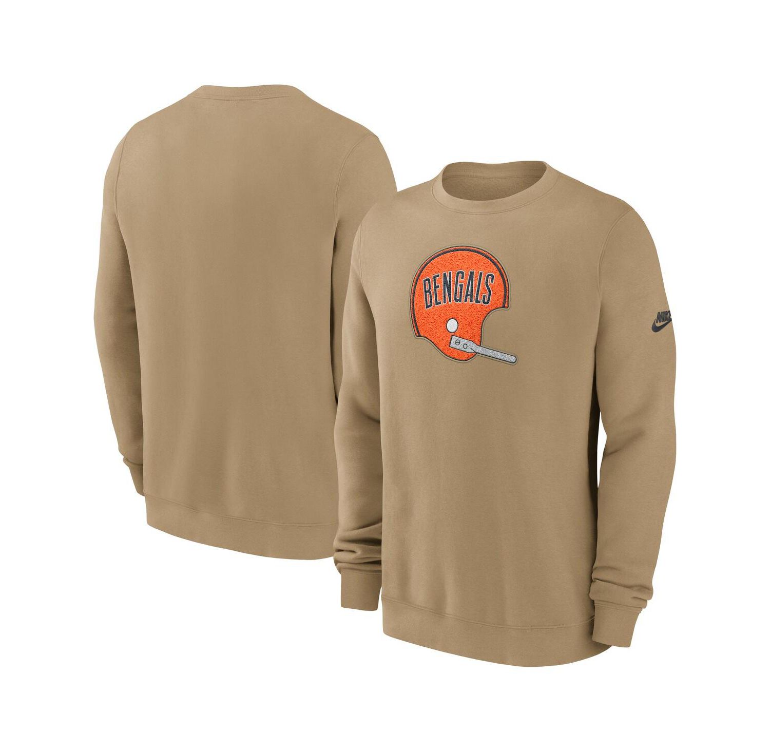Men's Tan Cincinnati Bengals Swing Pass Rewind Club Pullover Sweatshirt