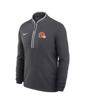 Men's Anthracite Cleveland Browns Lightweight Victory Dri-FIT Half-Zip Pullover Hoodie