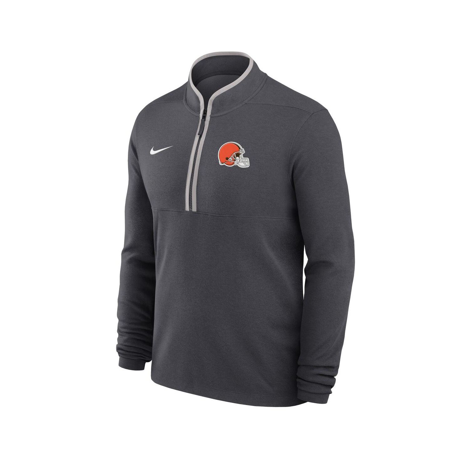 Men's Anthracite Cleveland Browns Lightweight Victory Dri-FIT Half-Zip Pullover Hoodie