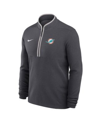 Men's Anthracite Miami Dolphins Lightweight Victory Dri-FIT Half-Zip Pullover Hoodie
