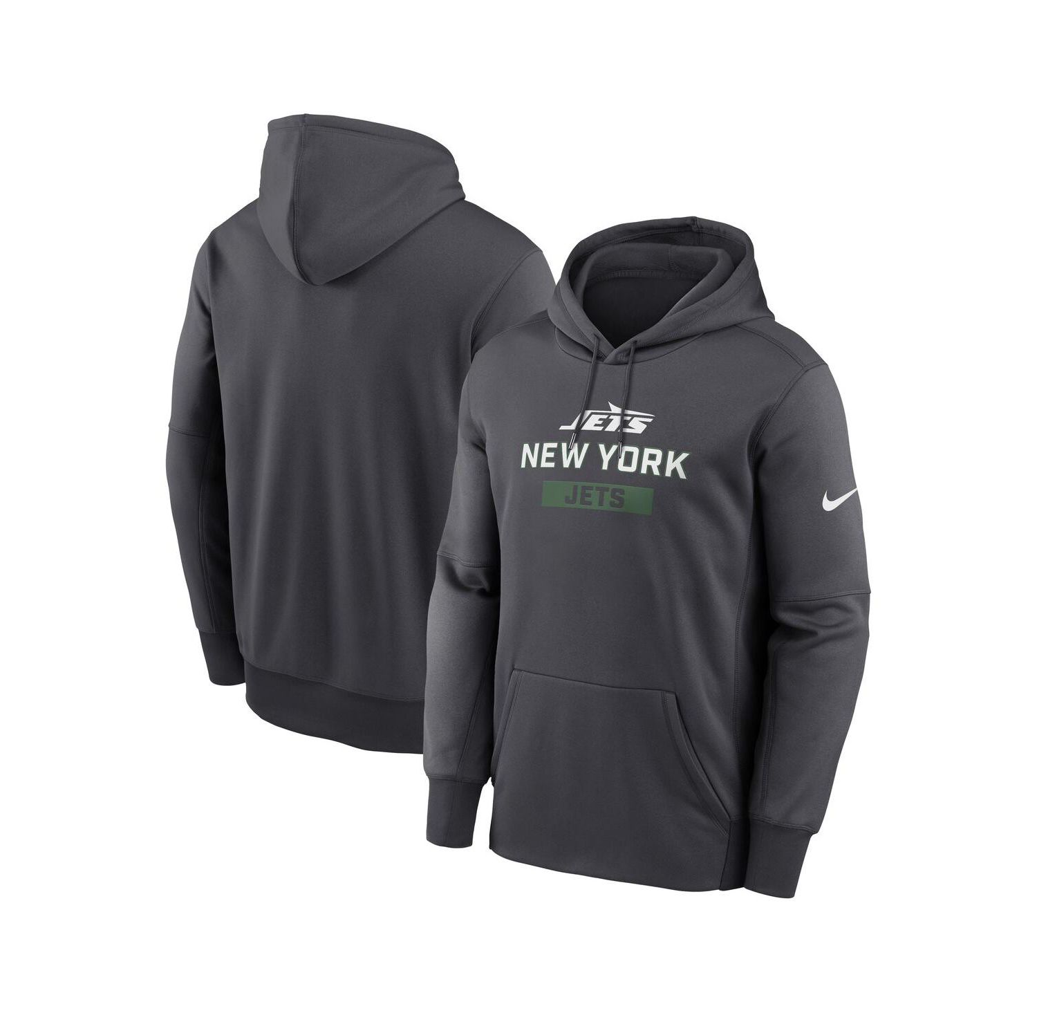 Men's Anthracite New York Jets Toss Sweep Performance Pullover Hoodie