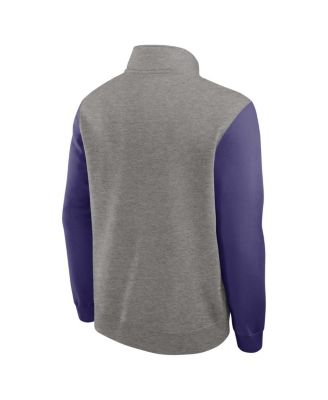 Men's Heather Gray/Purple Clemson Tigers Club Fleece Half-Zip Pullover Sweatshirt