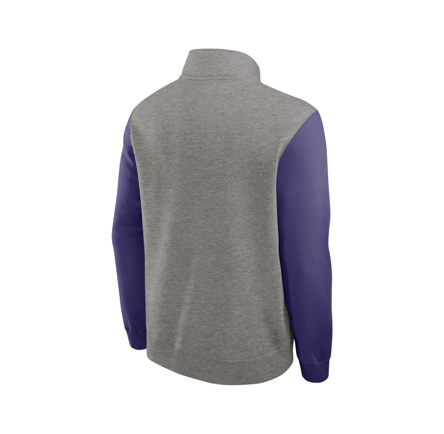 Men's Heather Gray/Purple Clemson Tigers Club Fleece Half-Zip Pullover Sweatshirt