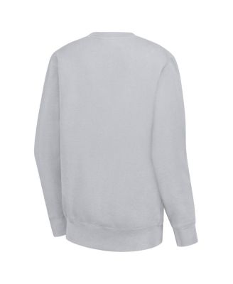 Women's Heather Gray Detroit Lions Leopard Heart Pullover Sweatshirt