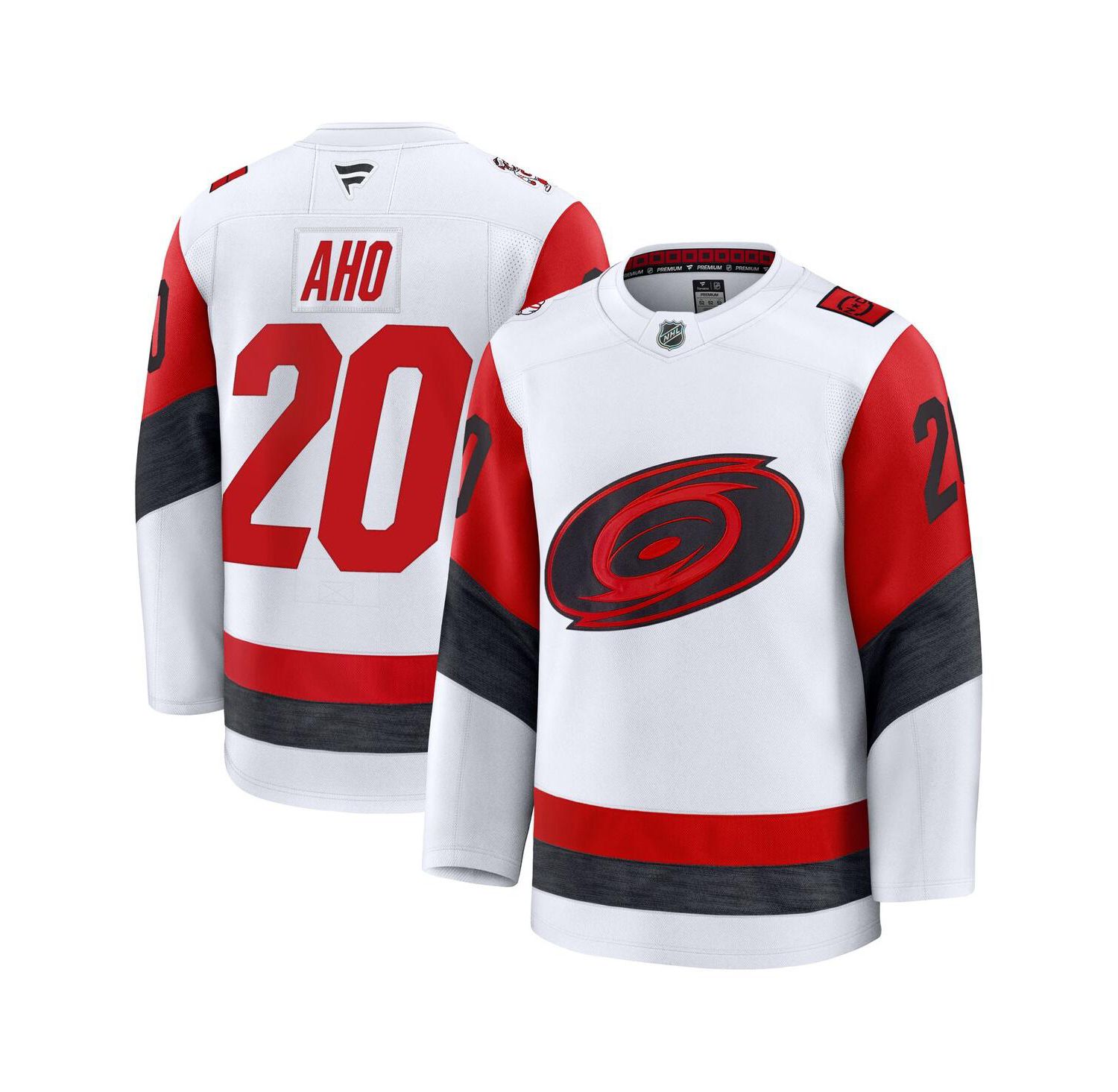 Men's Sebastian Aho White Carolina Hurricanes Away Premium Jersey