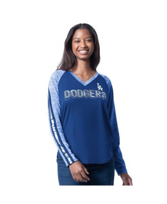 G-III 4Her by Carl Banks - Women's Royal Los Angeles Dodgers Top Dog Raglan Long Sleeve V-Neck T-Shirt
