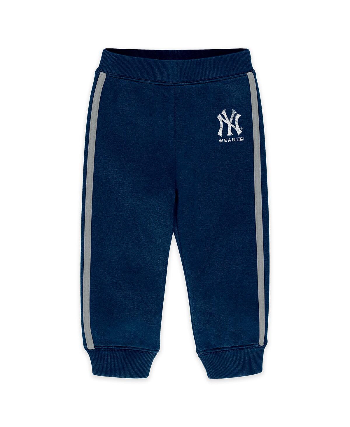 Wear By Erin Andrews Newborn 2-piece Navy New York Yankees Fleece Crewneck And Pants Set In Blue