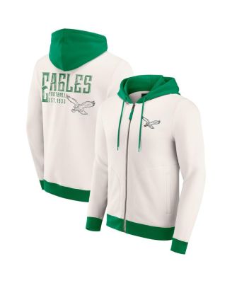 Fanatics - Men's Cream Philadelphia Eagles Distressed Graphics Full-Zip Hoodie