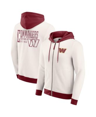 Fanatics - Men's Cream Washington Commanders Distressed Graphics Full-Zip Hoodie